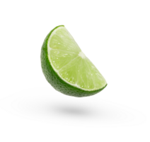 A slice of Levity lime floating in the air isolated png