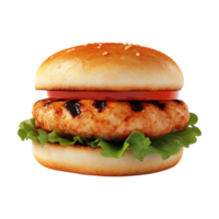 a hamburger with lettuce and tomato on a transparent background png