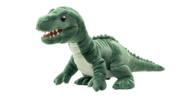 Soft green dinosaur plush toy with a friendly smile and distinct features for kids and collectors alike png
