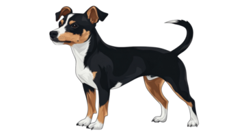 Happy dog stands proudly with a black and tan coat, showcasing its friendly demeanor in a playful pose png