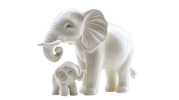 Two elegant white elephant figurines representing family, love, and unity in a simplistic design png