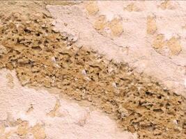 A close up of a wall with some dirt and sand video
