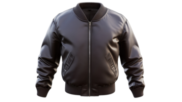 Classic black bomber jacket displayed against a neutral background, showcasing its sleek design and modern style png