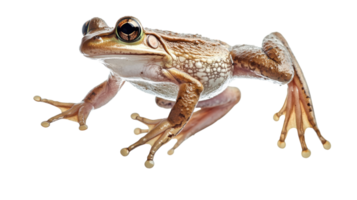Close-up of a golden tree frog in a studio setting showcasing its intricate details and vibrant colors png
