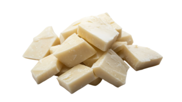 Pile of creamy white cheese cubes arranged neatly on a plain background showcasing texture and color variation png
