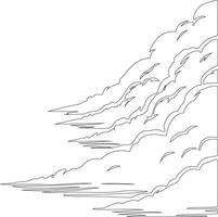 a drawing of a cloud with a river in the background vector