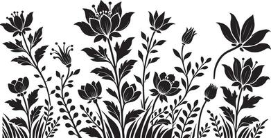 black and white floral design on a white background vector