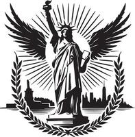 the statue of liberty with wings and laurel wreath vector