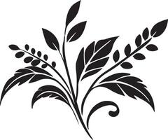 a black and white drawing of leaves vector