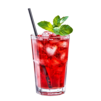 Refreshing Red Fruit Juice with Ice and Mint Isolated On Transparent Background png