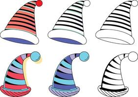 a set of six hats with different colors vector