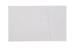 Crumpled white paper empty sticker mockup sheet, transparent background revealing intricate surface and delicate texture png