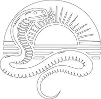 a snake with a sun in the background coloring page vector