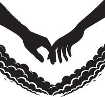 two hands holding each other in a heart shape vector