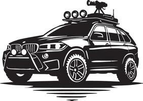 an suv with a camera on top of it vector
