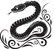 a black and white snake with swirls on it vector