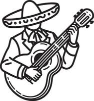 mexican man playing guitar and wearing a sombrero vector