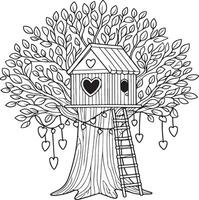 a tree house with hearts and a heart on it vector