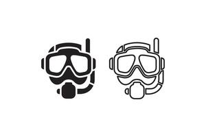 Scuba mask and diving helmet icon set vector