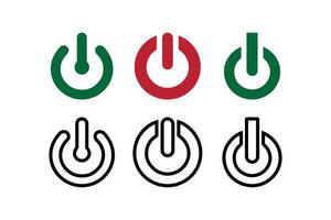 Four different colored power switches on a white background vector