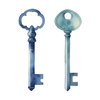 watercolor key with a keyhole and a key on a transparent background png