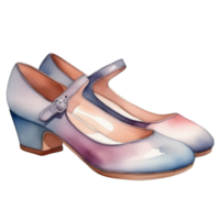 watercolor a pair of women's shoes with a blue and pink color png