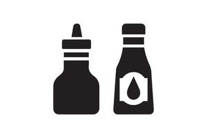 A black and white illustration of two bottles of ketchup vector