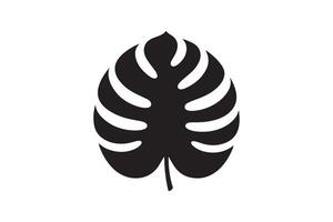A black and white illustration of a monstera leaf vector