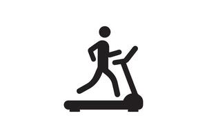 A black and white silhouette of a person running on a treadmill vector