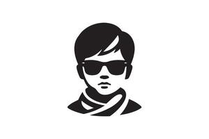 A black and white logo of a man wearing sunglasses vector