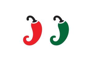 Two red and green peppers on a white background vector