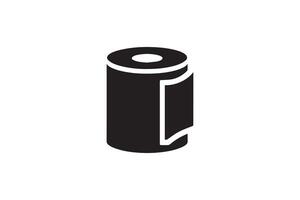 A black and white illustration of a roll of toilet paper vector
