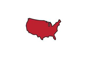 A red outline of the united states on a white background vector