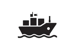 A black and white image of a ship in the ocean vector