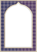 An islamic frame with a gold border and a purple background png