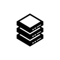 A black and white illustration of a stack of three computers vector