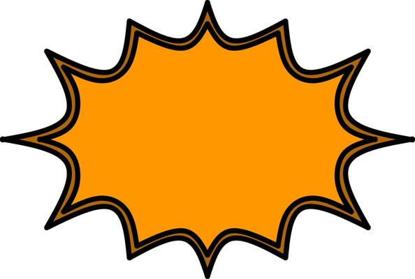 Bright orange comic style explosion bubble