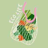 No plactic, eco bag, zero waste. Use a natural bag instead of a package vector