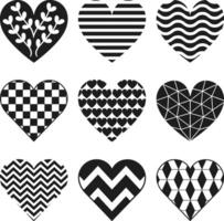 Set of Decorative Heart Patterns - Geometric and Artistic Design vector