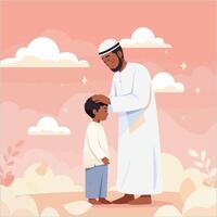Father and Son Sharing a Moment of Connection and Blessing Outdoors vector