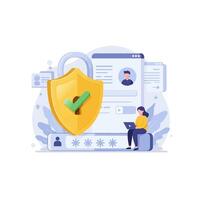 Illustrative Data Security Concept with Checkmark Shield and Login Credentials vector