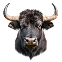 3D Strong Bull with Curved Horns on Transparent Background png