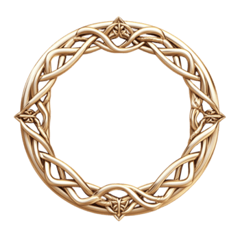 Elegant Gold Ring with Twisted Vine Wreath on Transparent Background png