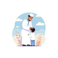 Loving Father Gently Touching Child's Head in a Heartwarming Scene vector
