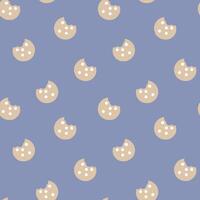 seamless minimal sweet chocolate chips cookies repeat pattern in blue background vector