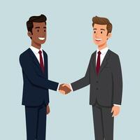 Two Men in Suits Shaking Hands Illustrating a Business Agreement vector