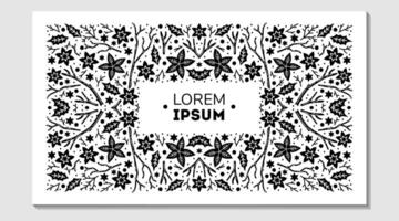 Black frame for packaging design made of branches, cones, pointes flowers on white background vector