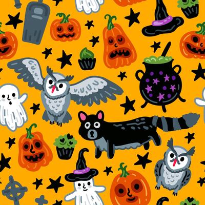 Halloween characters Seamless pattern