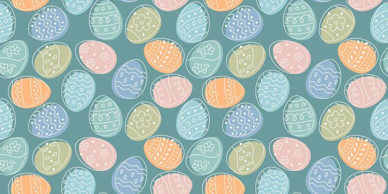 Festive Easter seamless pattern. Seamless background with decorative eggs. Cute spring pattern for fabric, wallpaper, gift wrap, banners, cards