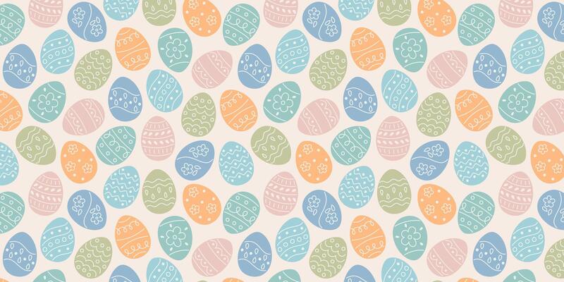 Pattern with decorative eggs. Easter seamless background in pastel colors. Festive spring pattern for fabric, wallpaper, gift wrap, banners, cards